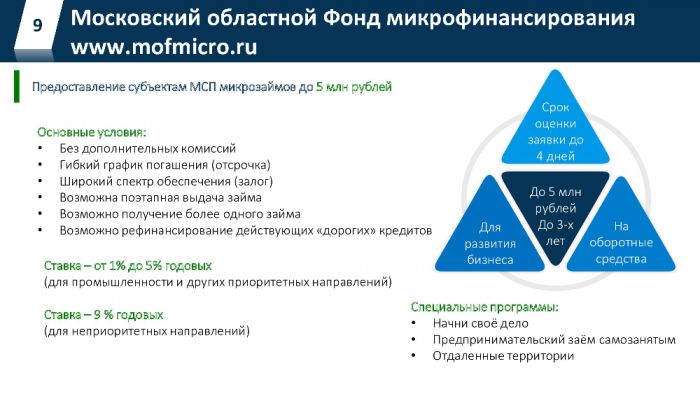 Презентация Меры поддержки субъектов МСП Московской области